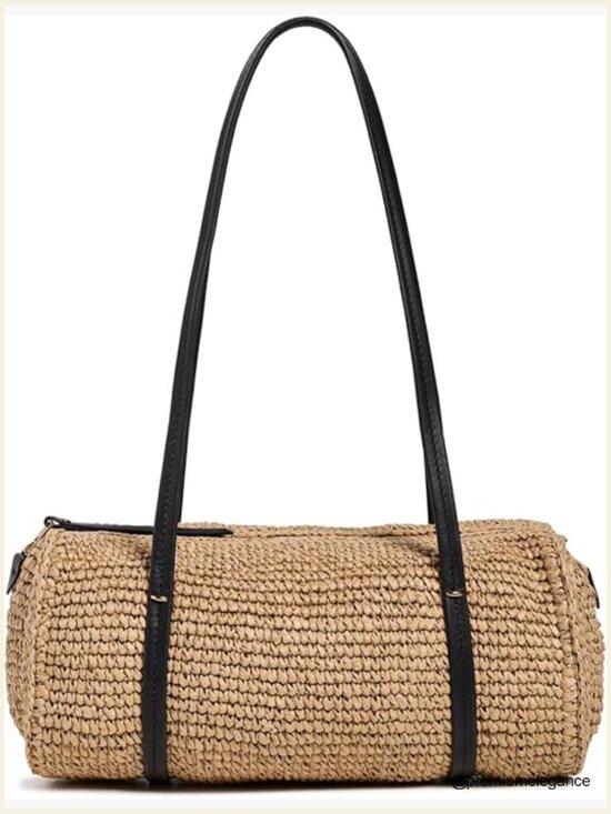 Handbags - Leather Trim Shoulder Bag Gold-Tone Hardware Medium 10.75in
